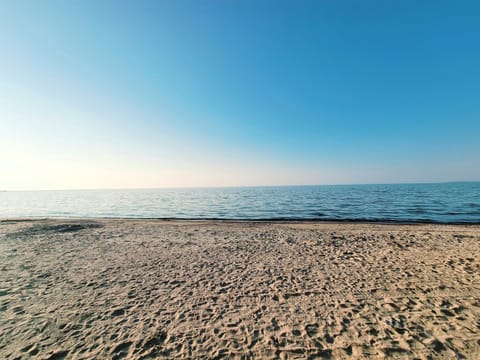 Port Clinton Beach right at the end of the street 3 minute walk