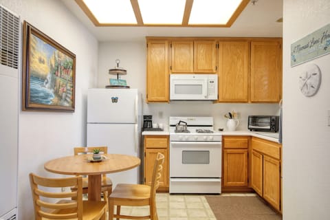 Small but well-equipped, featuring a coffee maker for your daily brew.