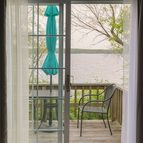 View from kitchen/living area looking out at the lake 