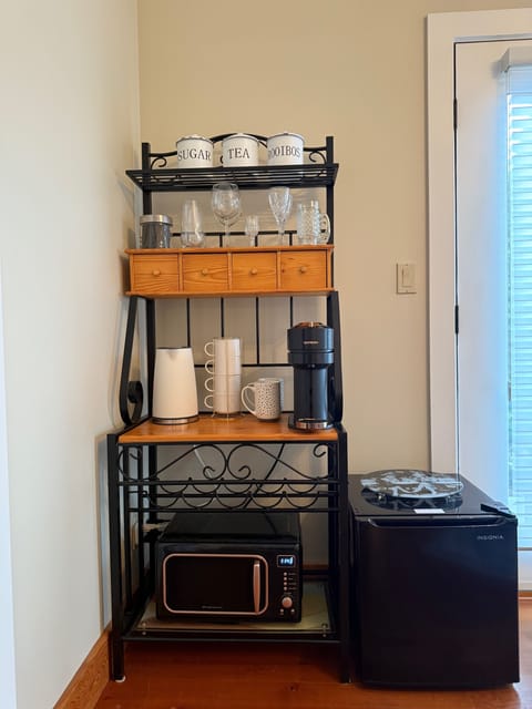 The bakers racks is fully stocked with all the things you need. 