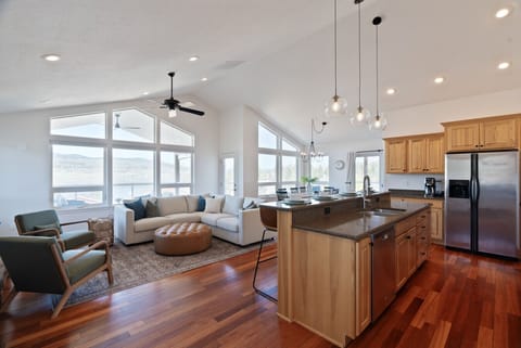 Upstairs dining and kitchen area
