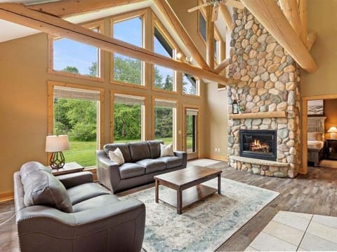 Unwind by the fire after a full day  of water sports out on Gull Lake! Be sure to ask about our boat lift and pontoon rentals!