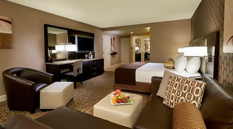 Settle in with a roomy layout, sofa seating, and desk.