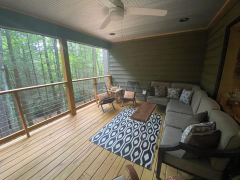 The private, secluded and perfectly peaceful covered back porch