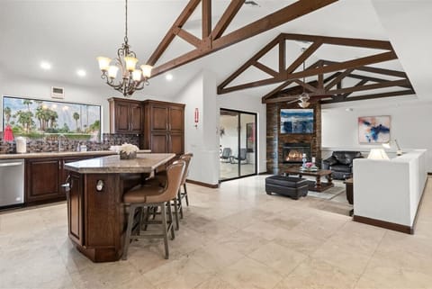 Panoramic view from kitchen to the living area