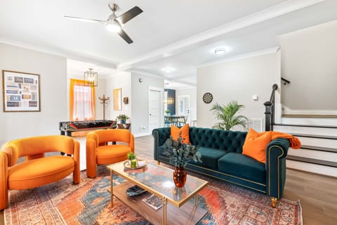 An eclectic modern design that infuses the space with warm energy.