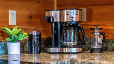 Each cabin is stocked with a drip coffee maker for all our coffee lovers.