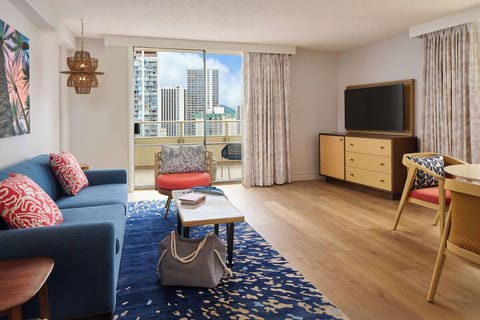 Stretch out in the airy lounge steps from the balcony.