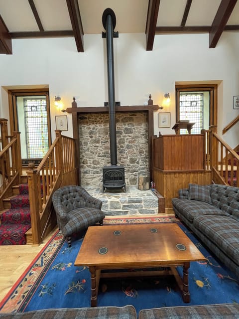 Sitting area with wood burning stove