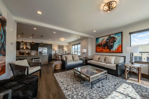 Open living, dining , and kitchen area