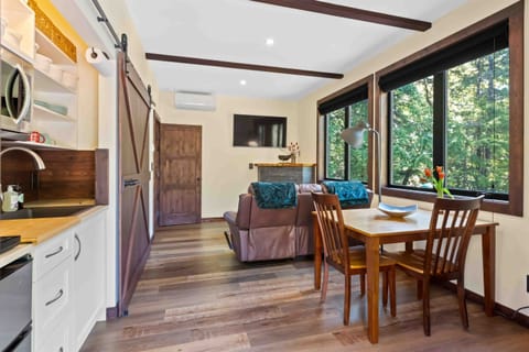 Living room, dining and kitchenette