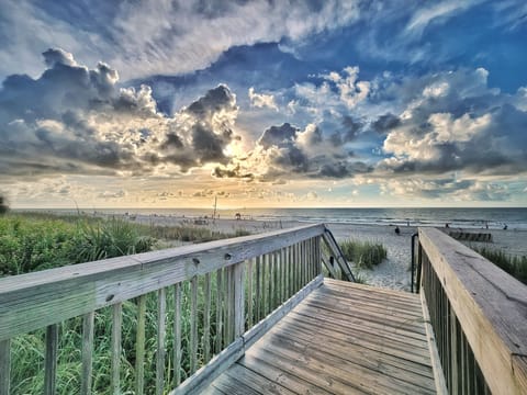 Walkway to the beach leading directly from the condo building. (steps up & down)