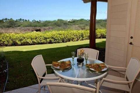 Enjoy al fresco meals on your private patio, with panoramic views of lava fields and beautiful greenery.
