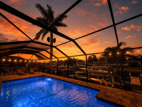 Heated salt water pool private oasis sun deck with a shallow end Dual Fountains 