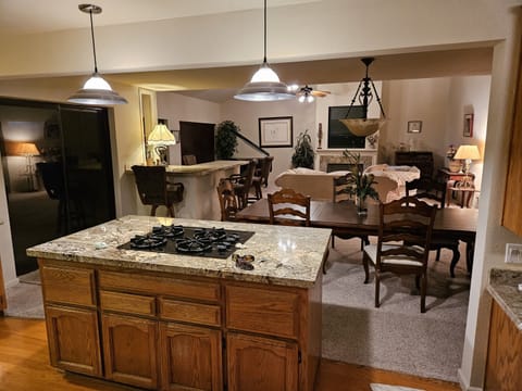 Kitchen island with gas cooktop