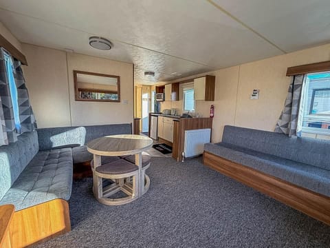 Cosy interior in 8 berth caravan