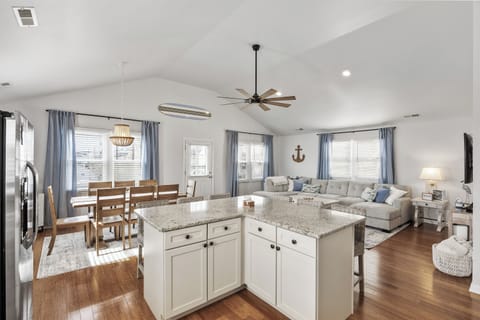 View of living room and kitchen area
