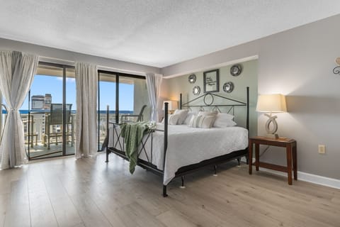 A beautiful master bedroom with immaculate views of the Atlantic ocean.