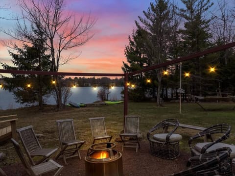 fire pit by the lake