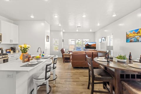 Open plan living – prepare meals while hanging out!