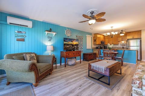 Cozy living room with a smart TV for your entertainment and relaxation.