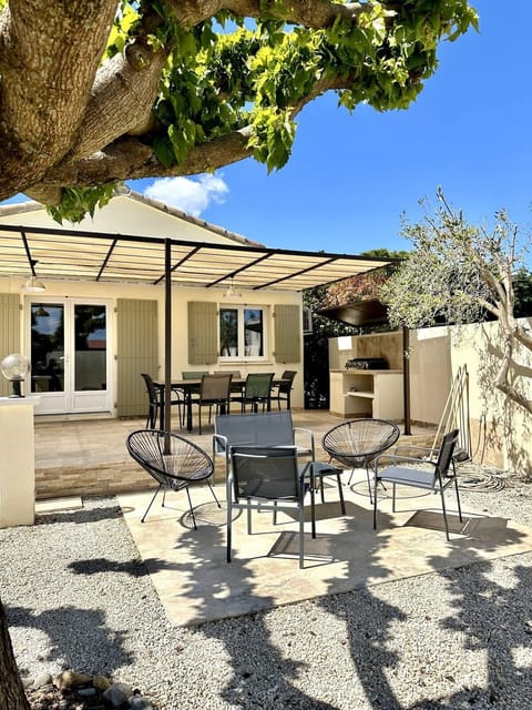garden furniture and outdoor dining area