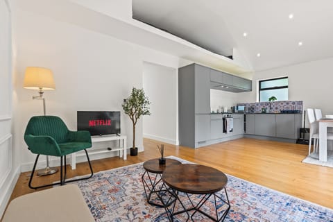 Open plan living area with kitchen