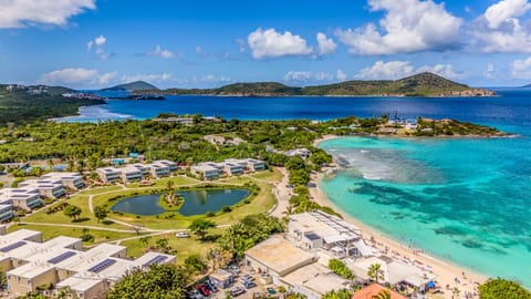 An aerial view of Crystal Cove and Sapphire Beach!
