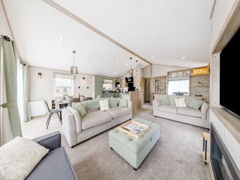 Open plan living space | Hillfort Lodge, Llanrhystud
