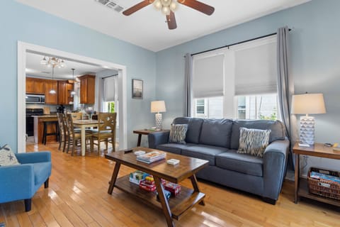 Need more space use the sleeper sofa in this open floor plan home.  