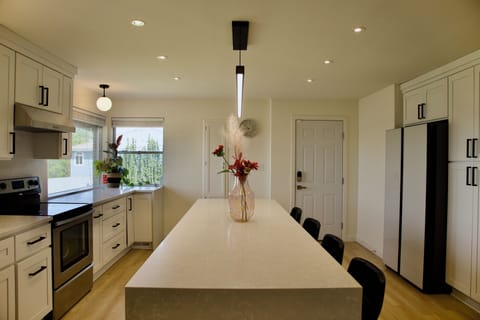 Kitchen island; Side door entrance in back (guests should enter via this door)