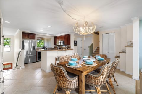 Open dining space and kitchen