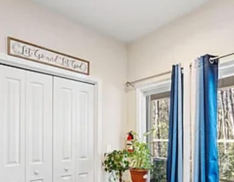 Laundry facility to left and outdoor patio to the right.