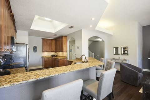 Bar top seating for 4 at the kitchen counter