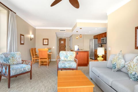 Relax in style with soft seating and a tropical backdrop. HKH-222