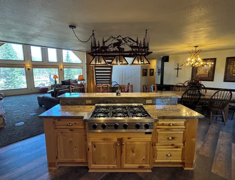 Looking out over the island to the dining area...