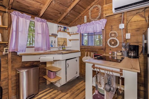 Fully equipped, electric cooktop, mini fridge, microwave, drip coffee maker, cooking basics, dishware, utensils