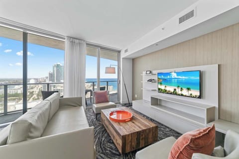 Living area with Smart TV and ample seating
