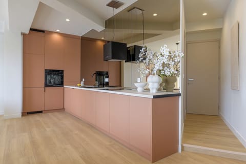 One of the two kitchens