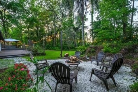 Large fire pit area is perfect for stargazing and storytelling- we’ve got wood!