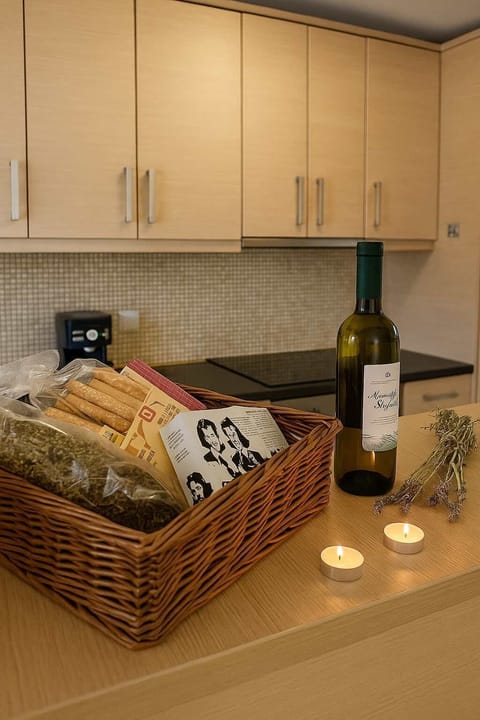 Kitchen Countertop with Tea and Wine Details
