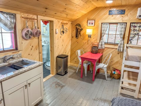 Kitchenette and bathroom door