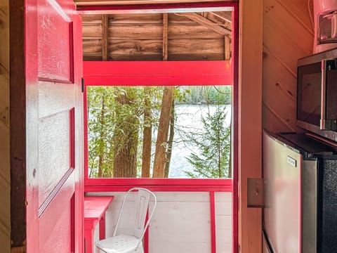 Screened porch point of view from inside of the cabin