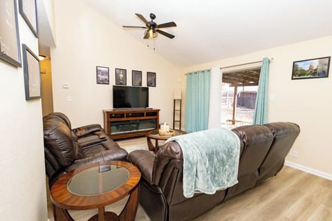 The living room has a smart TV with streaming capabilities