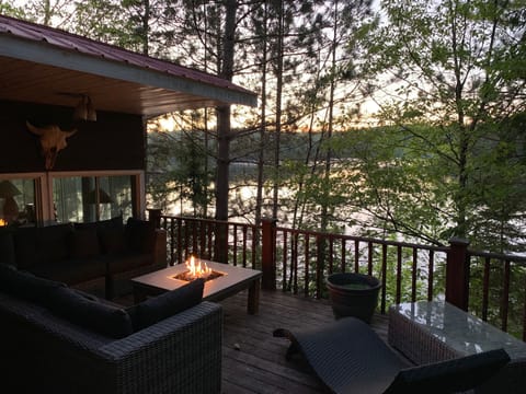 View of the lake at sunset