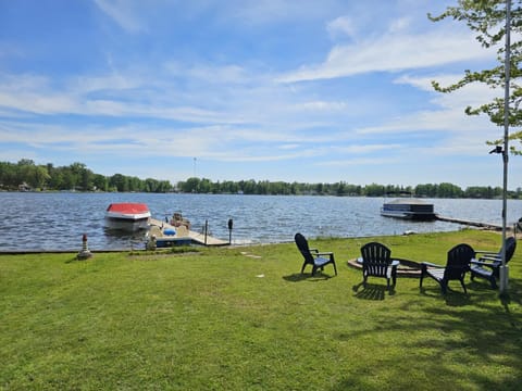 50 feet of lake frontage, private dock, canoe, kayaks, peddleboat to enjoy
