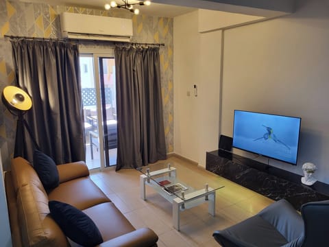 Modern designed and comfortable living room with art 