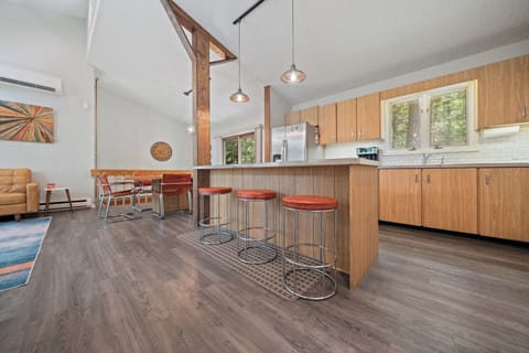 Large open floor plan kitchen, dining and living area 