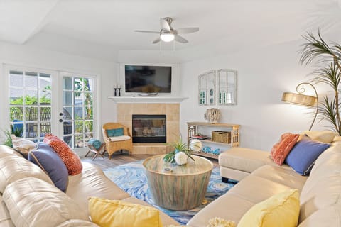 Large sectional seating are in the living room
