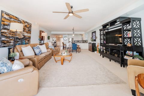 Living Room view from Balcony New Queen air mattress avail for sleeping 7 or 8